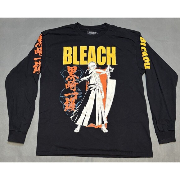 Bleach Long Sleeve Shirt Mens Large Silhouette Styled Ichigo Solem Stance - Picture 2 of 7